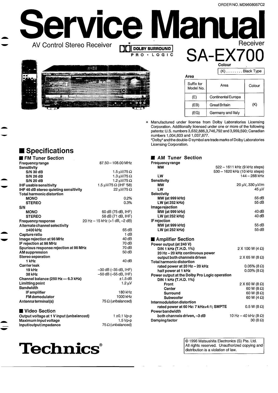 Technics SAEX-700 Service manual