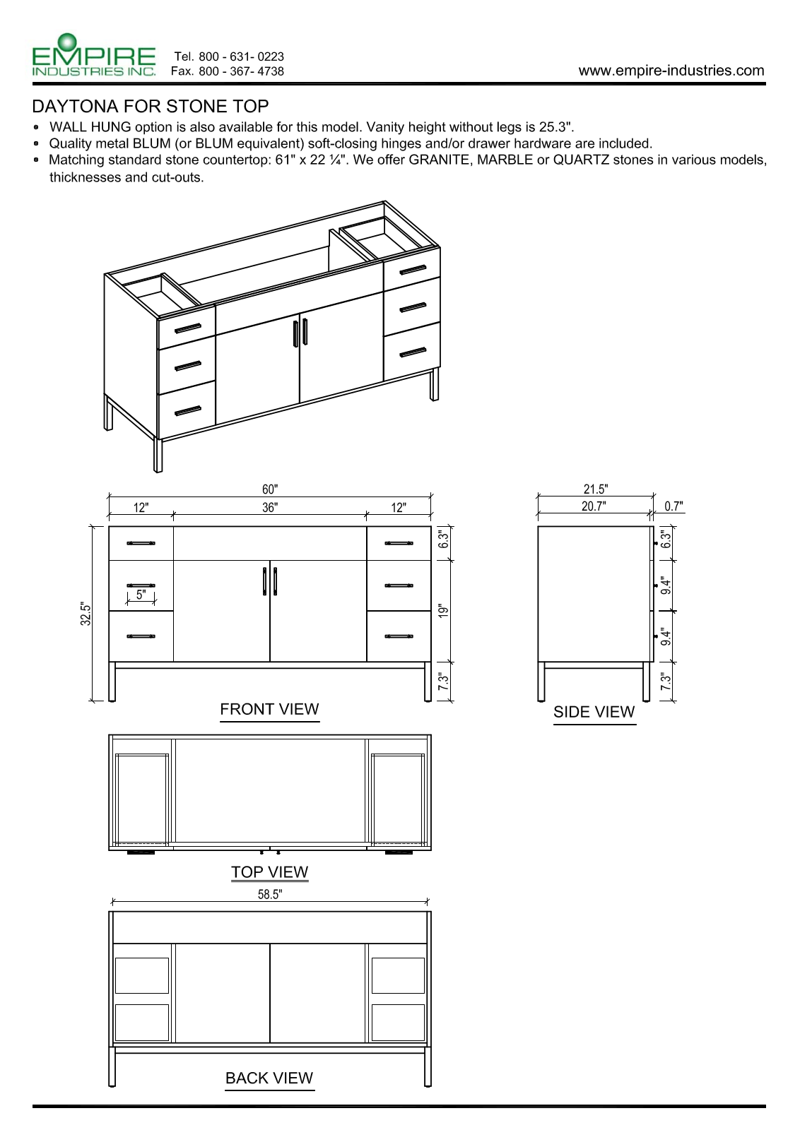 Empire Industries WDS6026BNP Specs