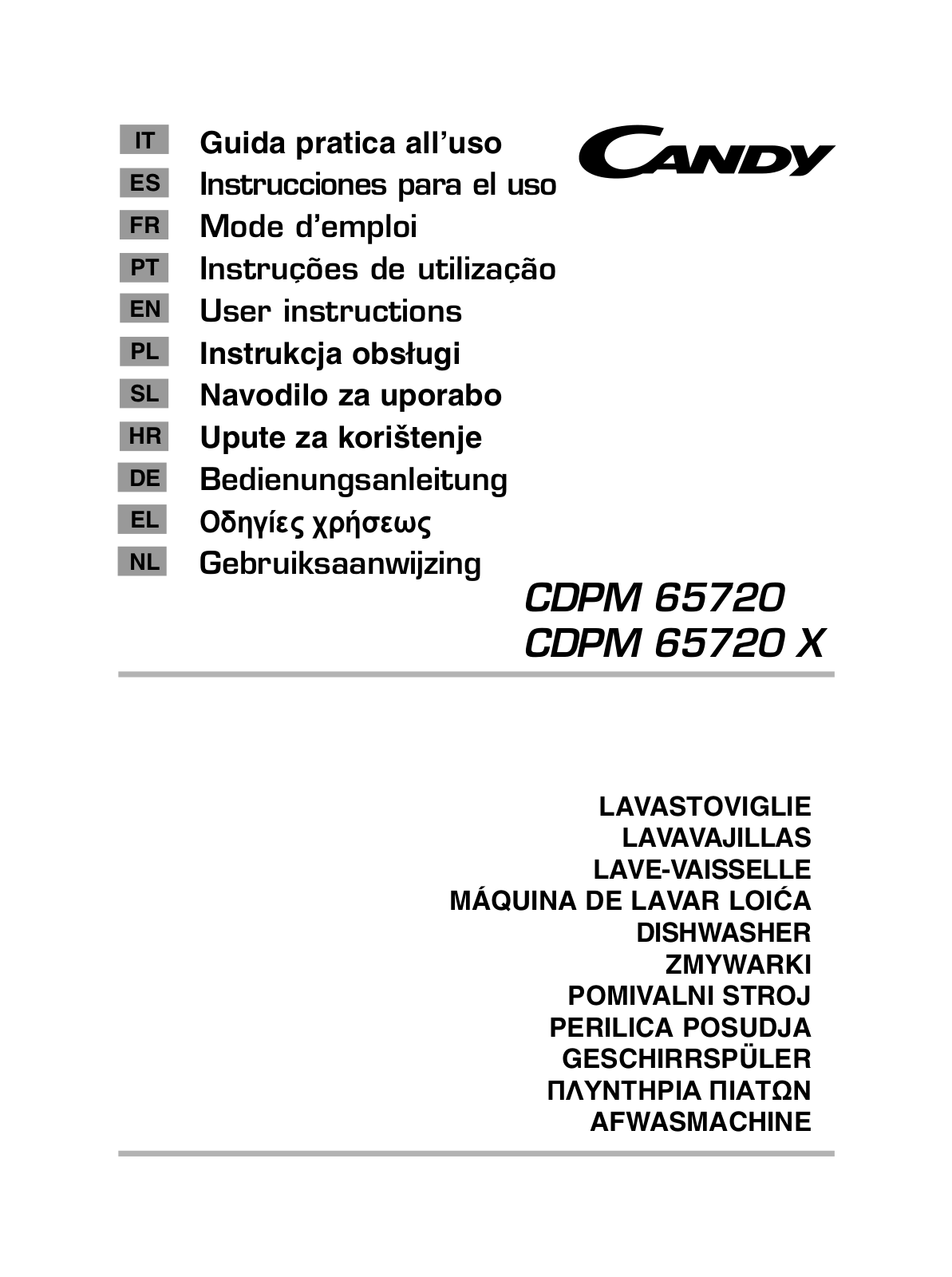 Candy CDPM 65720X, CDPM 65720 User Manual