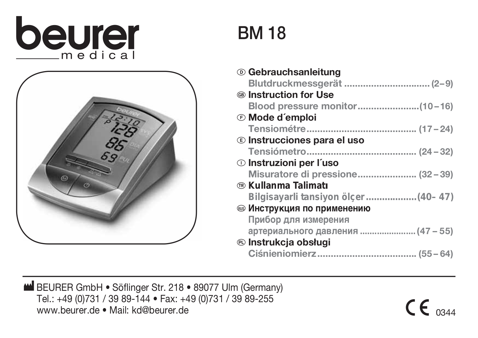 Beurer BM 18 User Manual