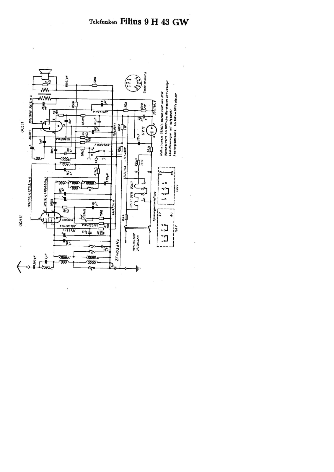 Telefunken Filius-9H43-GW Schematic