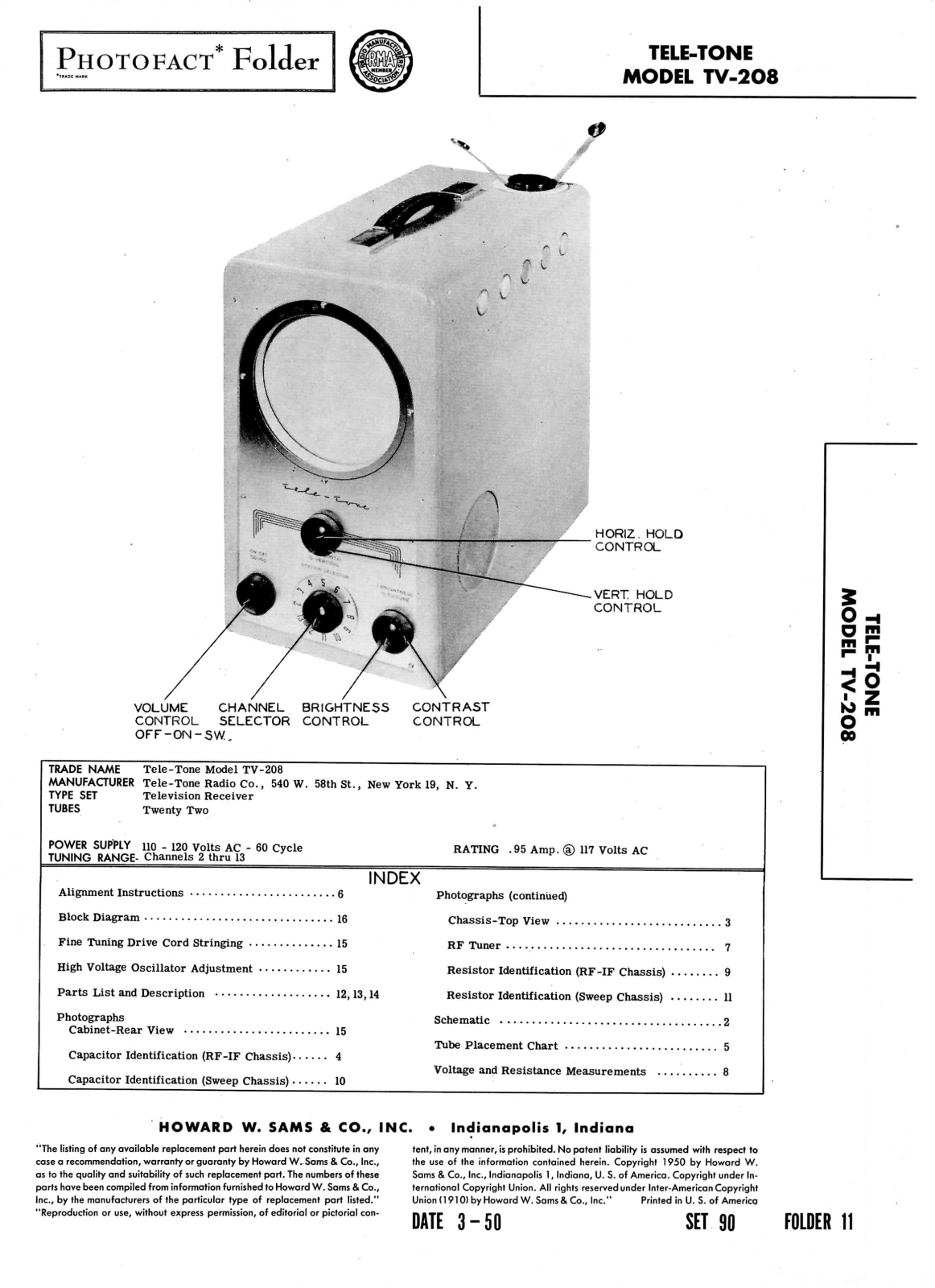 Tele Tone tv 208 schematic - ManualMachine.com