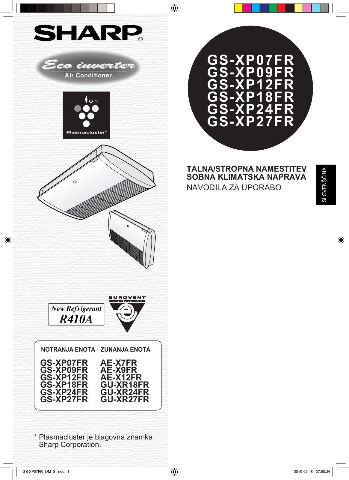 Sharp AE-XP12FR, AE-X9FR, GS-XP07FR, AE-XP24FR, AE-XP27FR User Manual