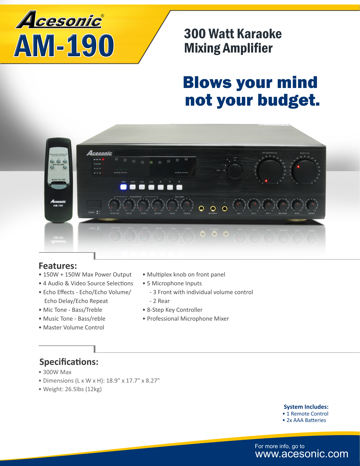 Acesonic AM-190 Datasheet