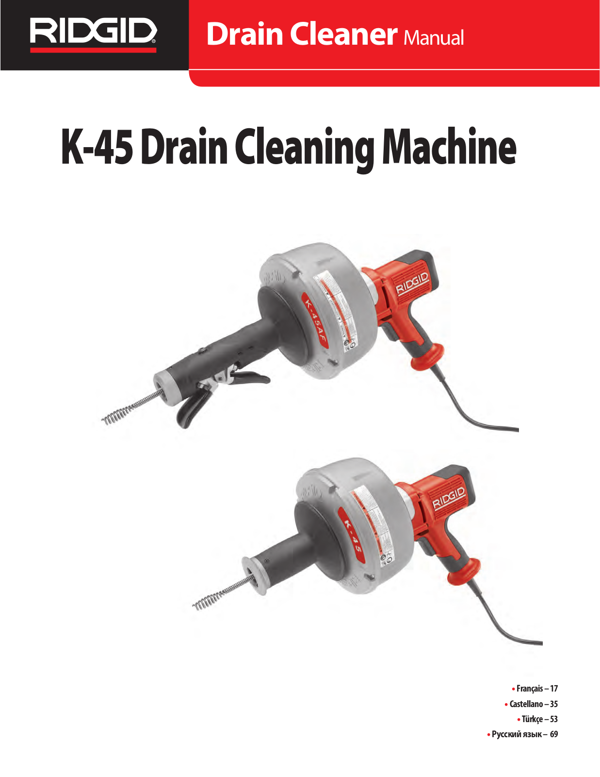 RIDGID K-45 User Manual