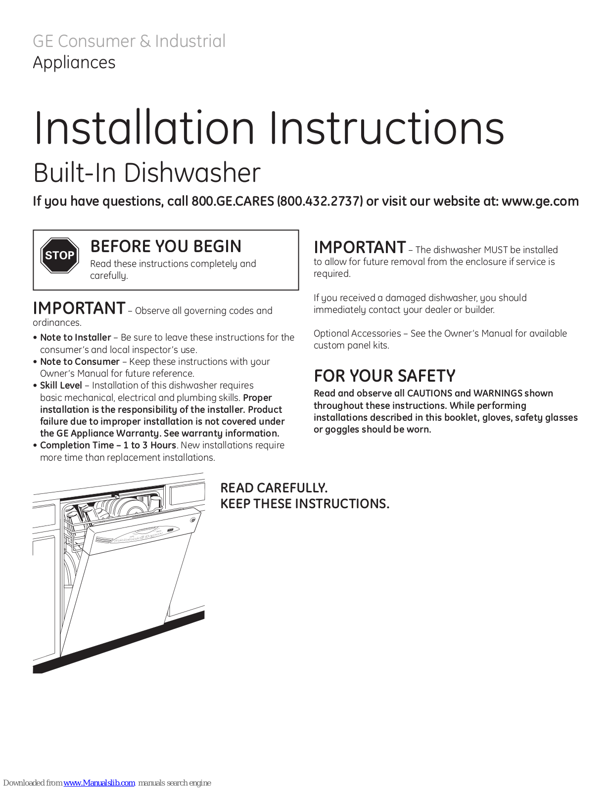 GE GLD4600N, GLD4400N, GLD5600N, GLD5660NSS, GLD5900N Installation Instructions Manual