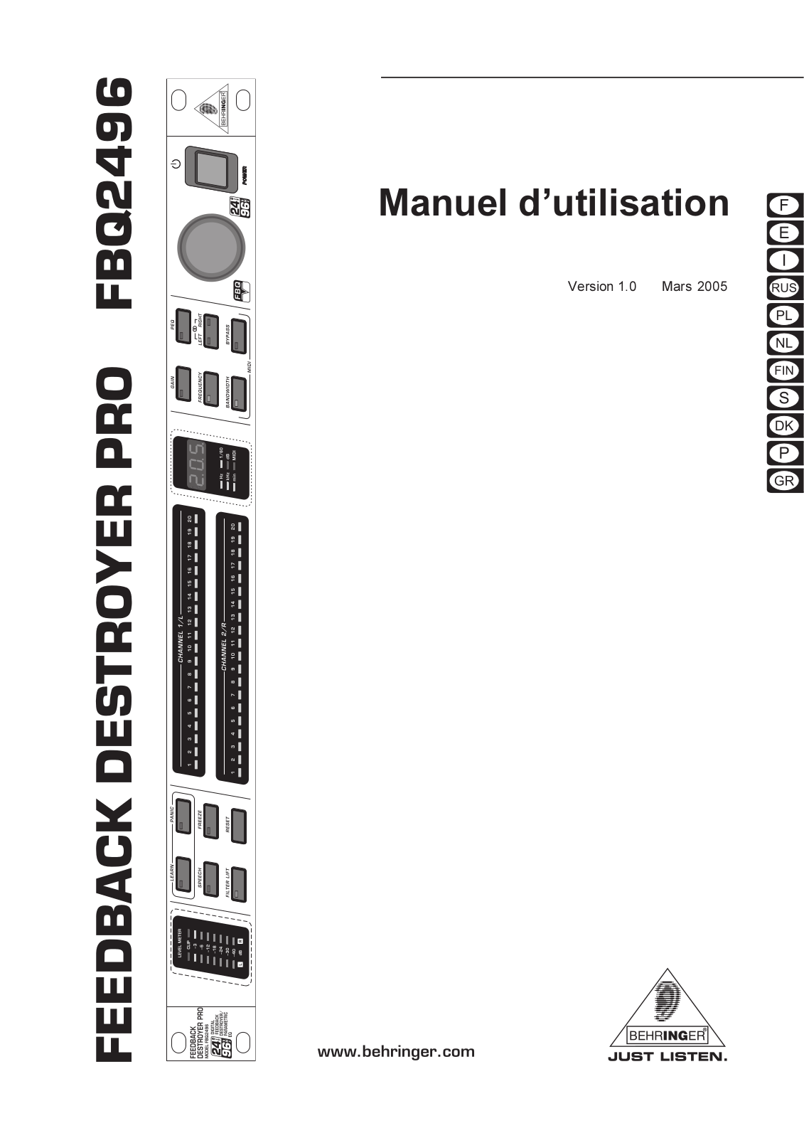 BEHRINGER FBQ2496 User Manual