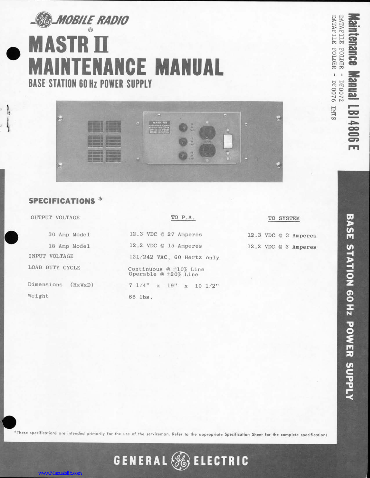 GE Mastr II 19E501149G1, Mastr II 19E501149G2 Maintenance Manual