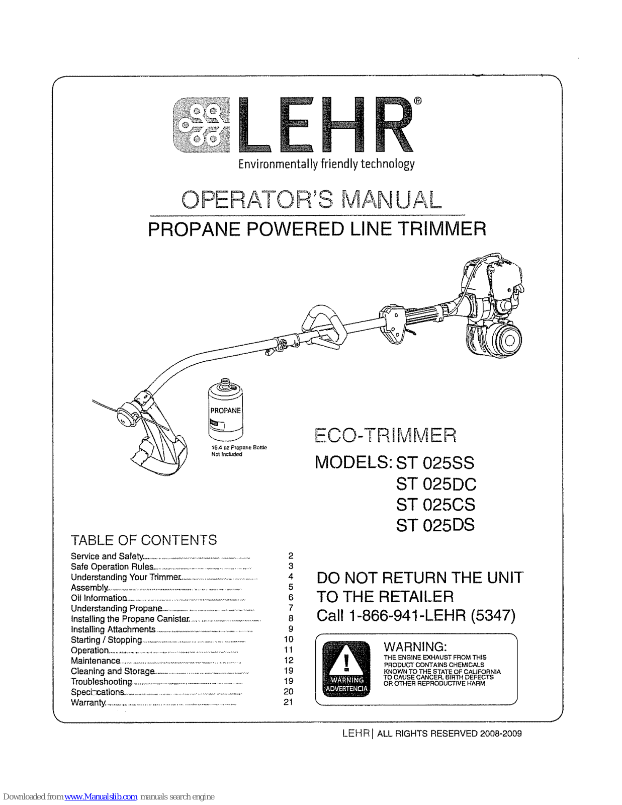 LEHR ST 025CS, ST 025DS, ST 025SS Operator's Manual - ManualMachine.com