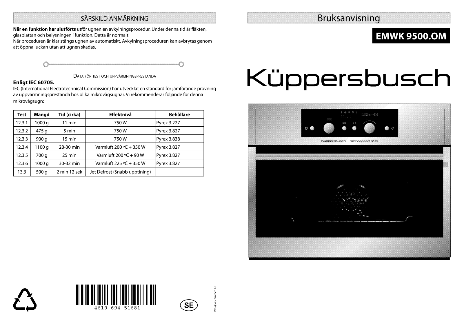 Kuppersbusch EMWK 9500.OM Instruction Manual