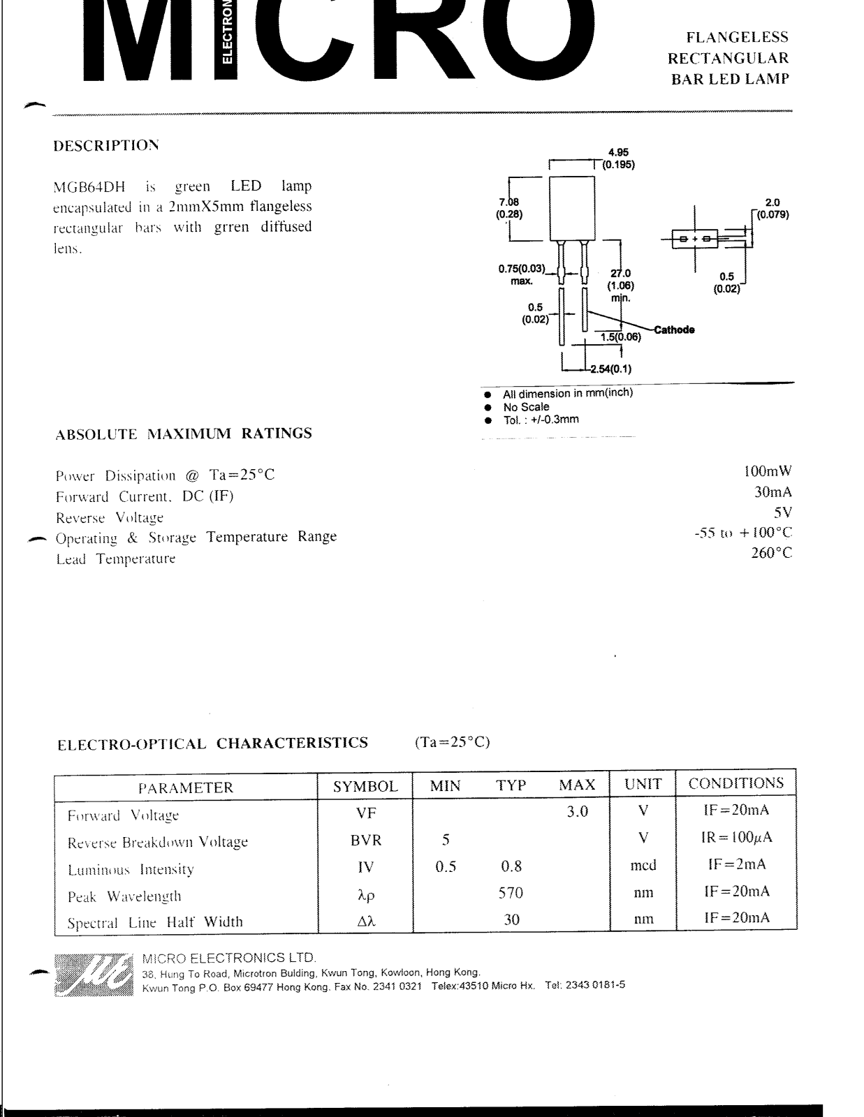 MICRO MGB64DH Datasheet