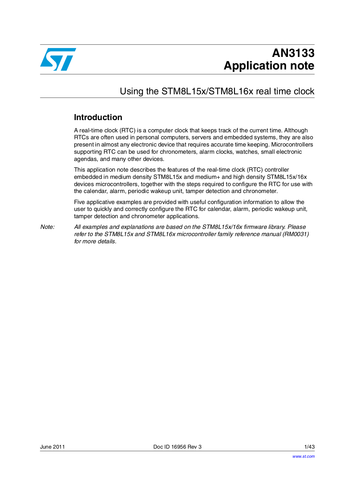 ST AN3133 Application note