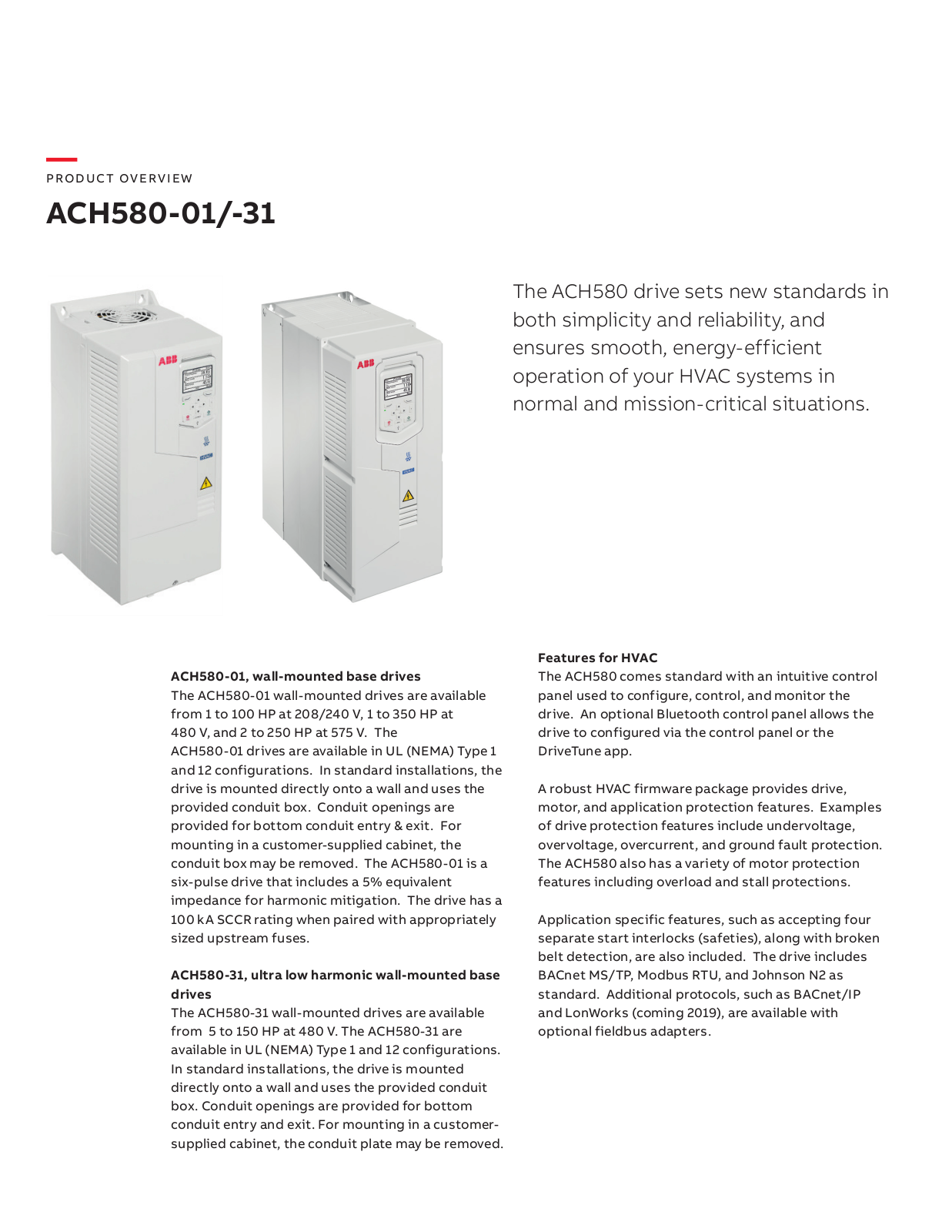 ABB ACH580 General Product Line Information