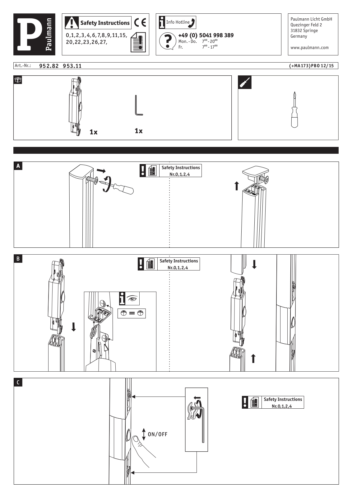 Paulmann 952.82 operation manual - ManualMachine.com