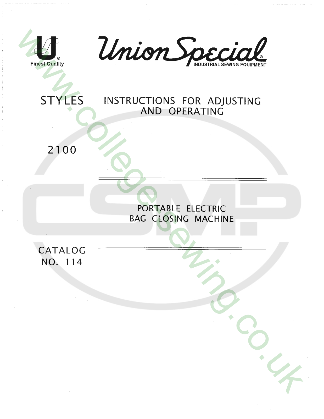 Union Special 114 Parts Book