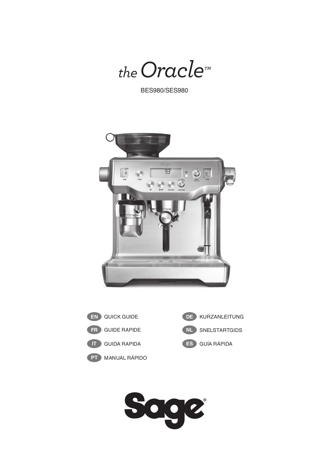Sage Oracle, BES980, SES980 User guide