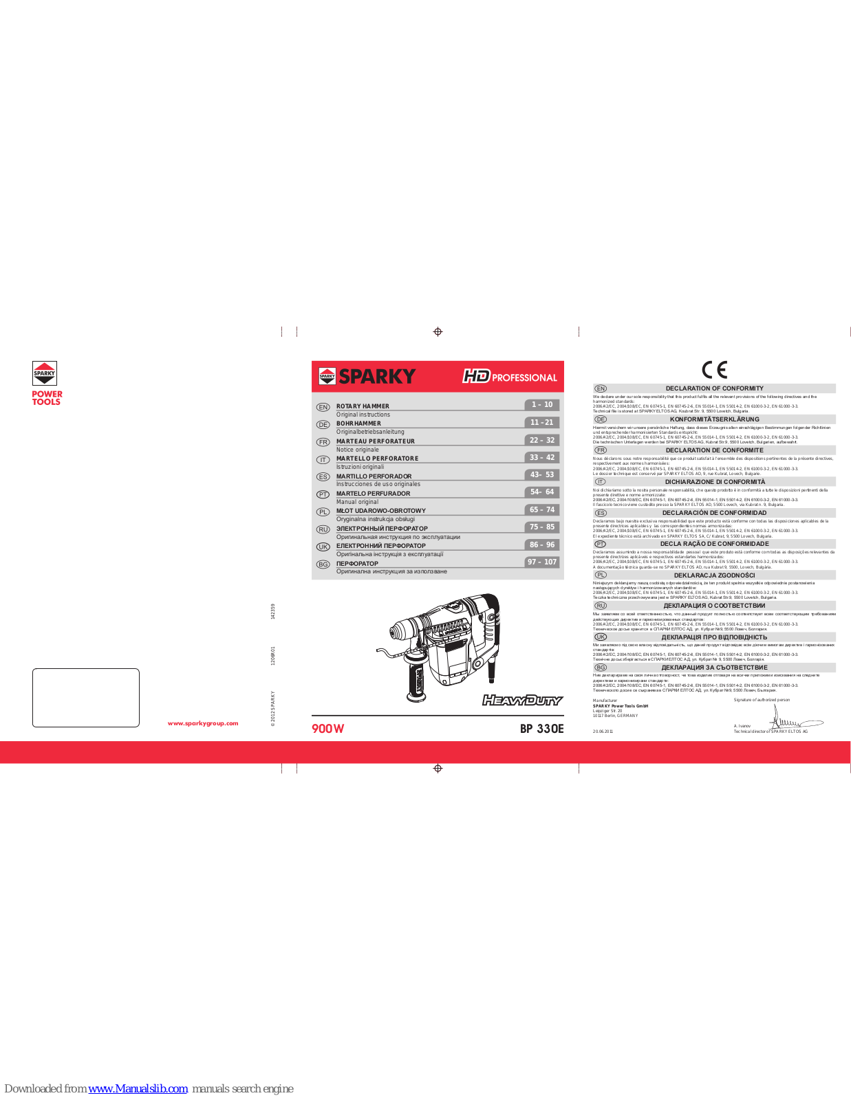 Sparky Group BP 330E Original Instructions Manual