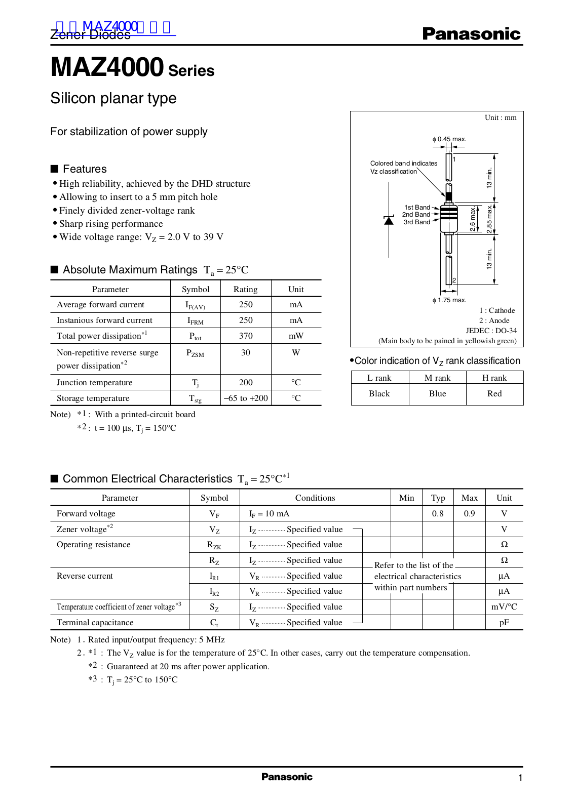 Panasonic MAZ4020-L, MAZ4020-H, MAZ4022-L, MAZ4022-H, MAZ4024-L User Manual