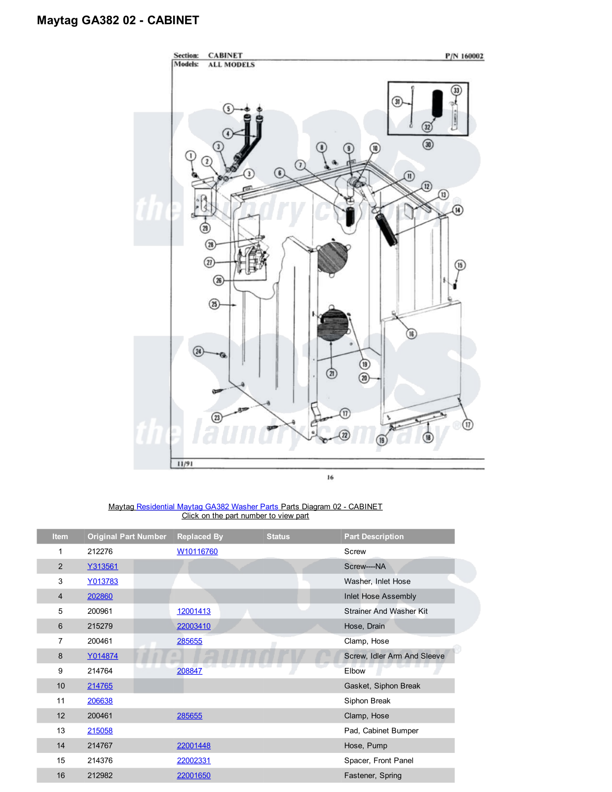 Maytag GA382 Parts Diagram