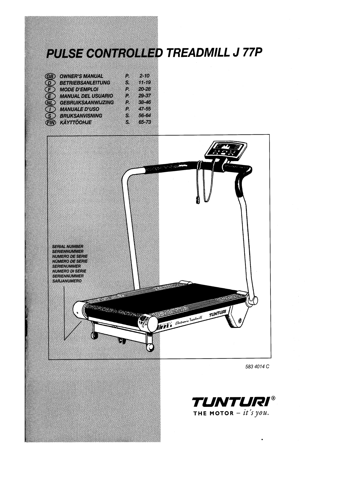 Tunturi J77P User Manual