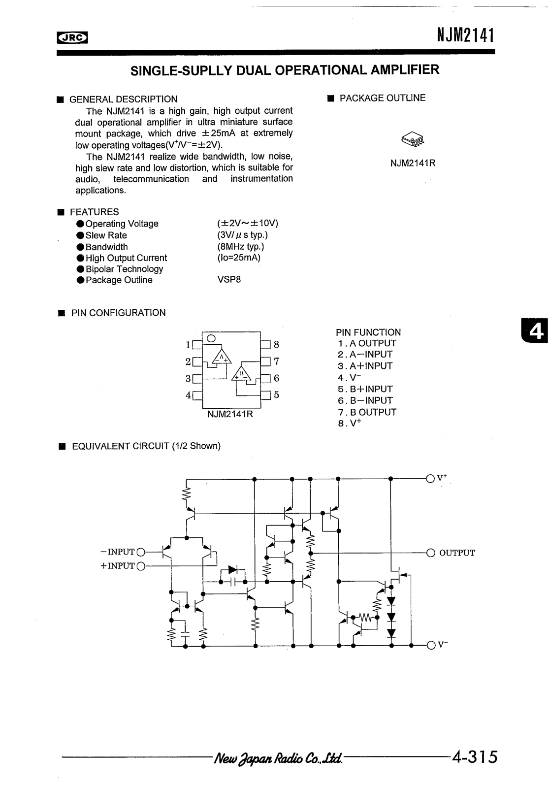 JRC NJM2141R Datasheet