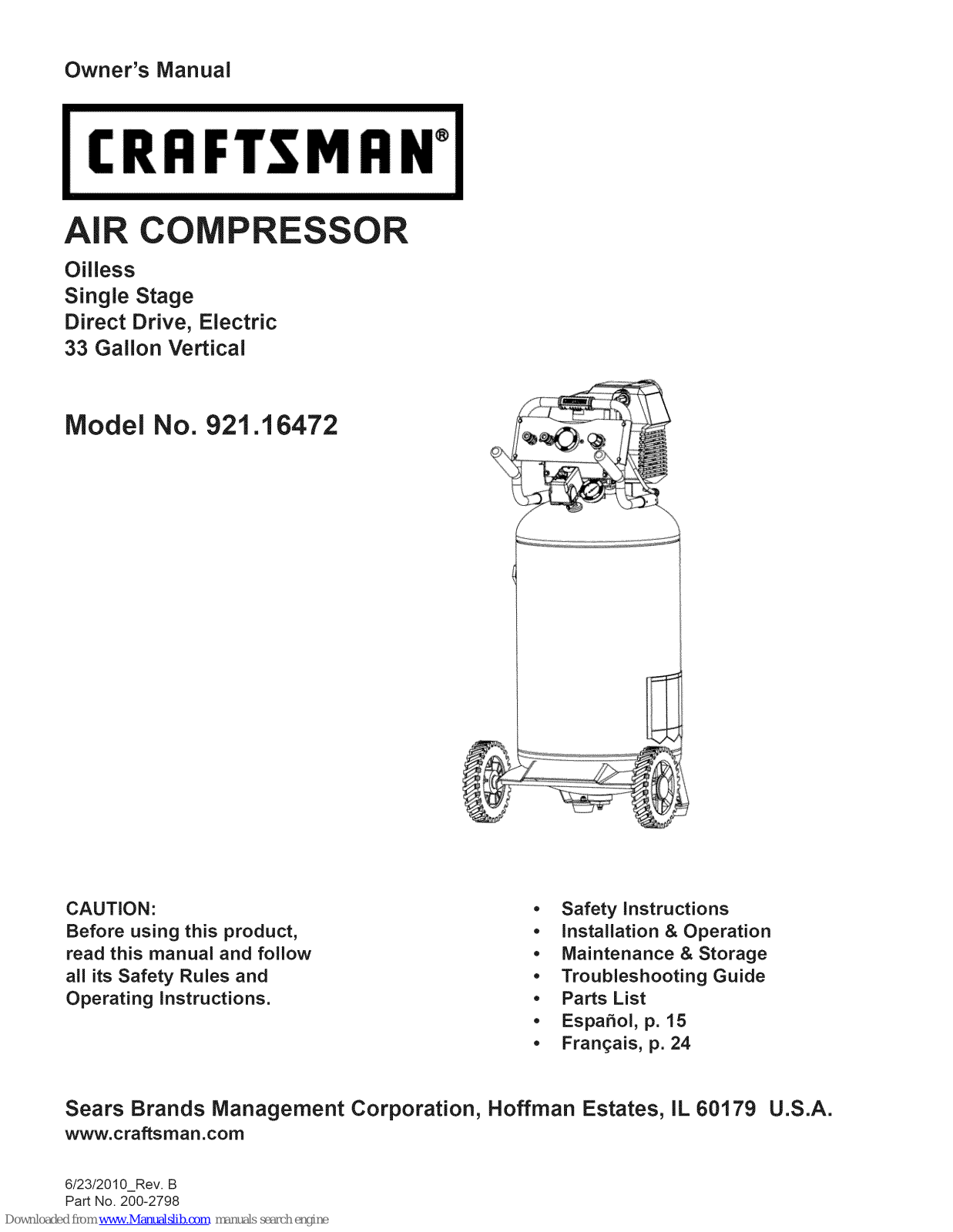 Craftsman 921.16472 Owner's Manual