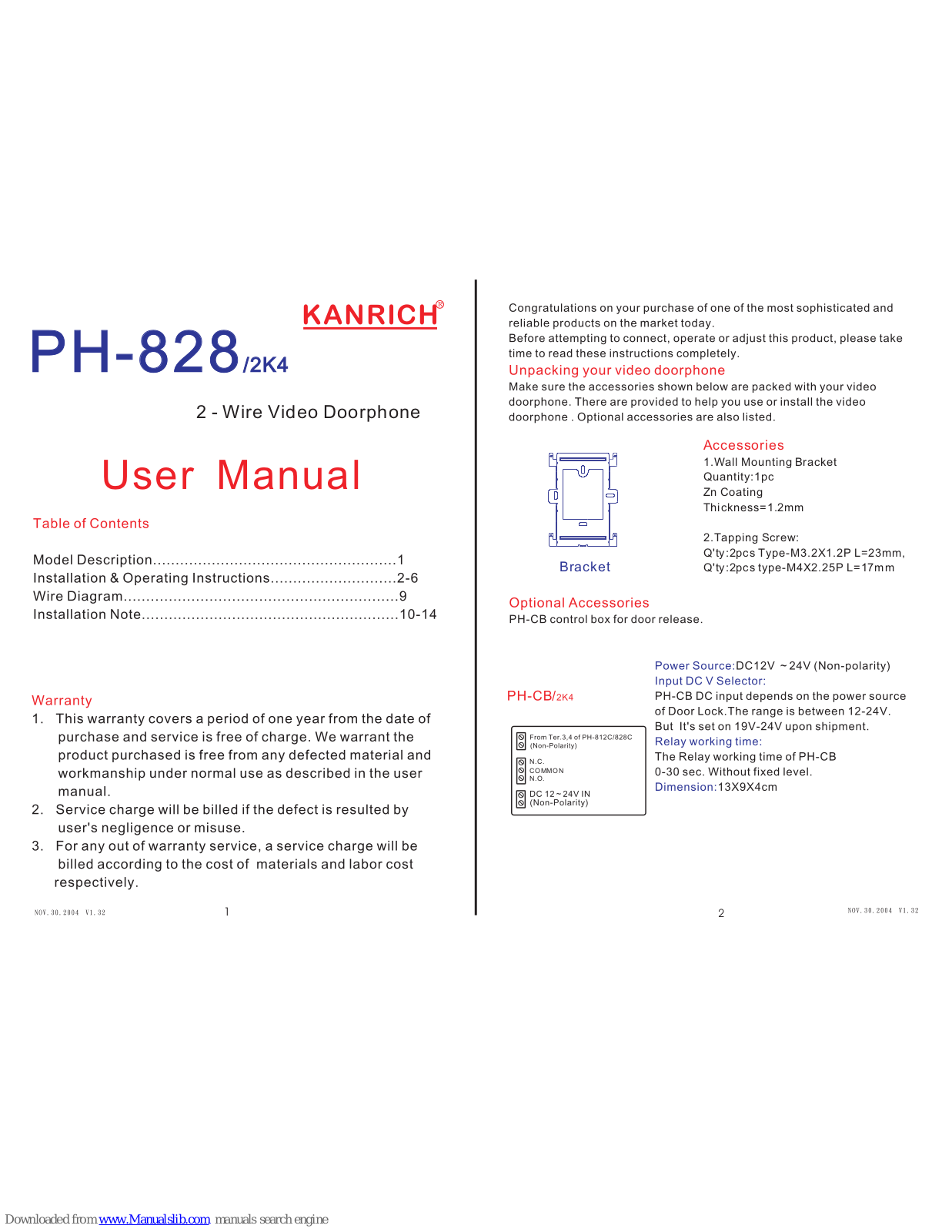 Kanrich PH-828 User Manual - ManualMachine.com
