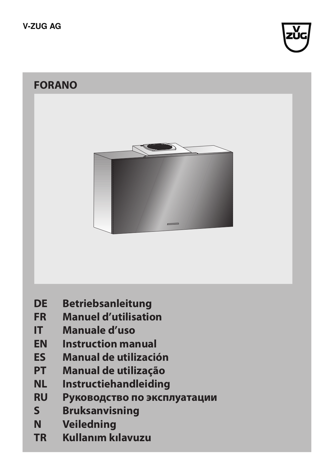 V-ZUG DW Forano User Manual