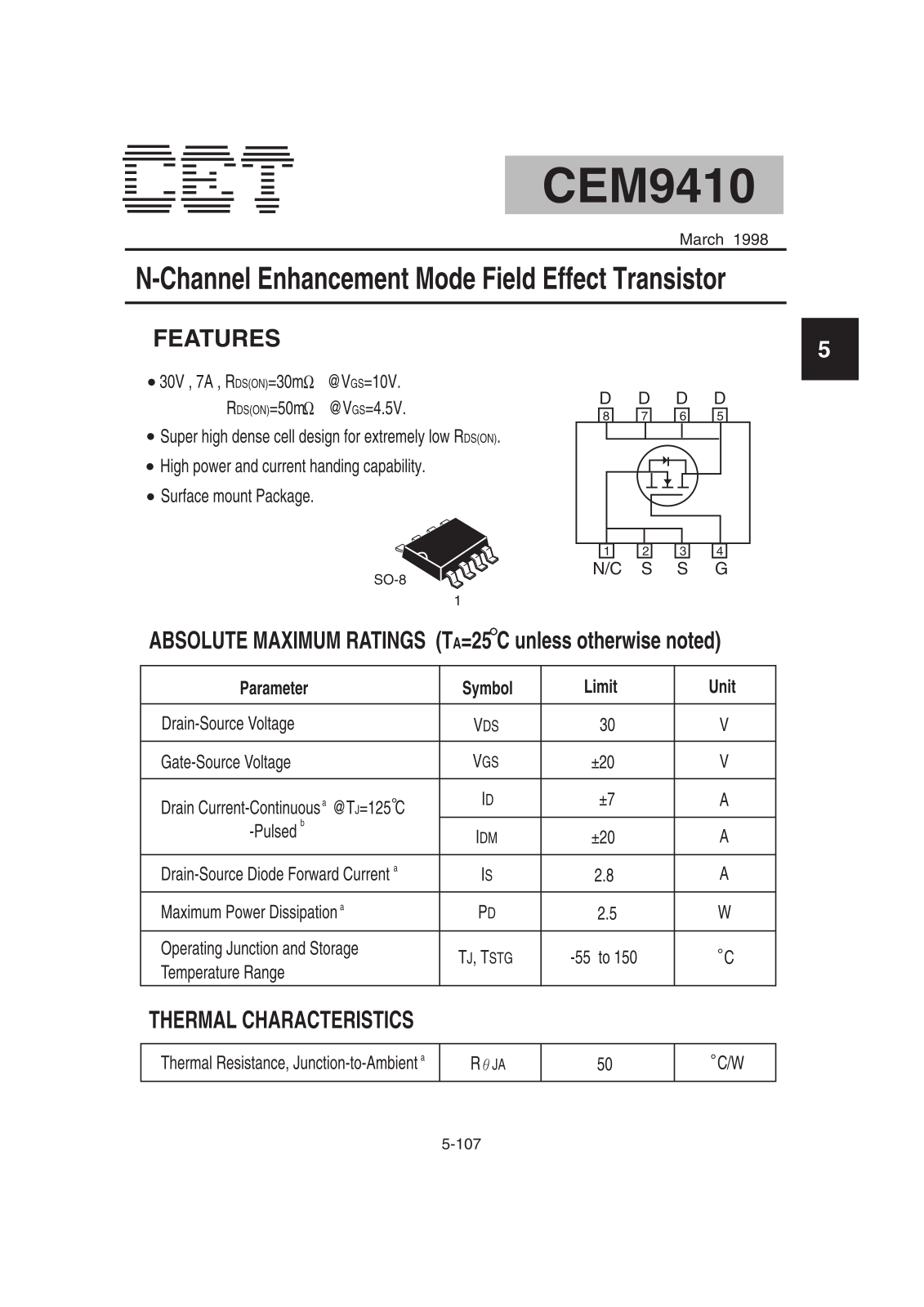 Datasheet CEM9410 Datasheet (CET) - ManualMachine.com