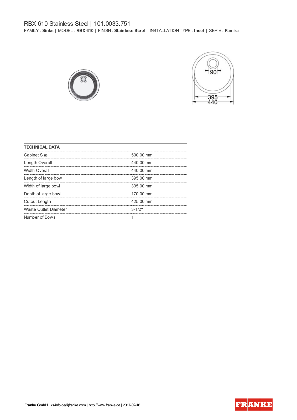 Franke 101.0033.751 Service Manual