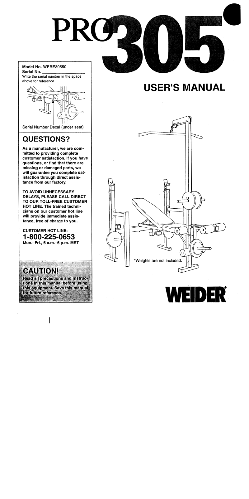 Weider PRO 305 User Manual