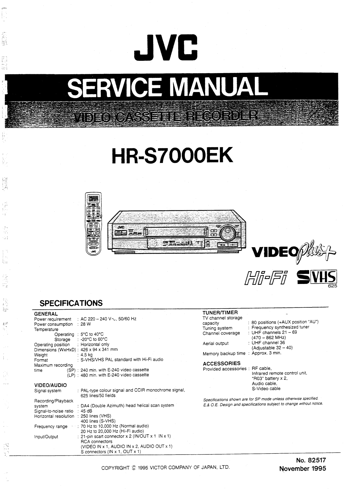 Jvc HR-S7000-BK Service Manual