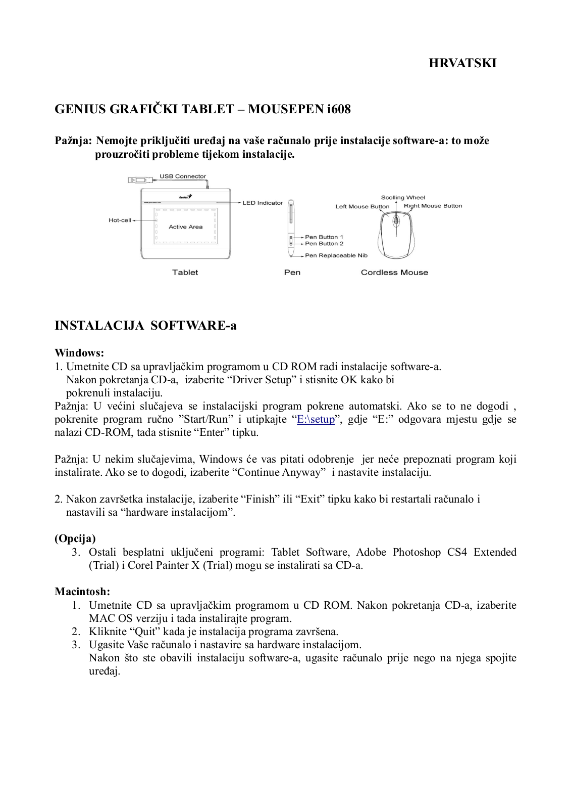 Genius MOUSEPEN I608 User Manual