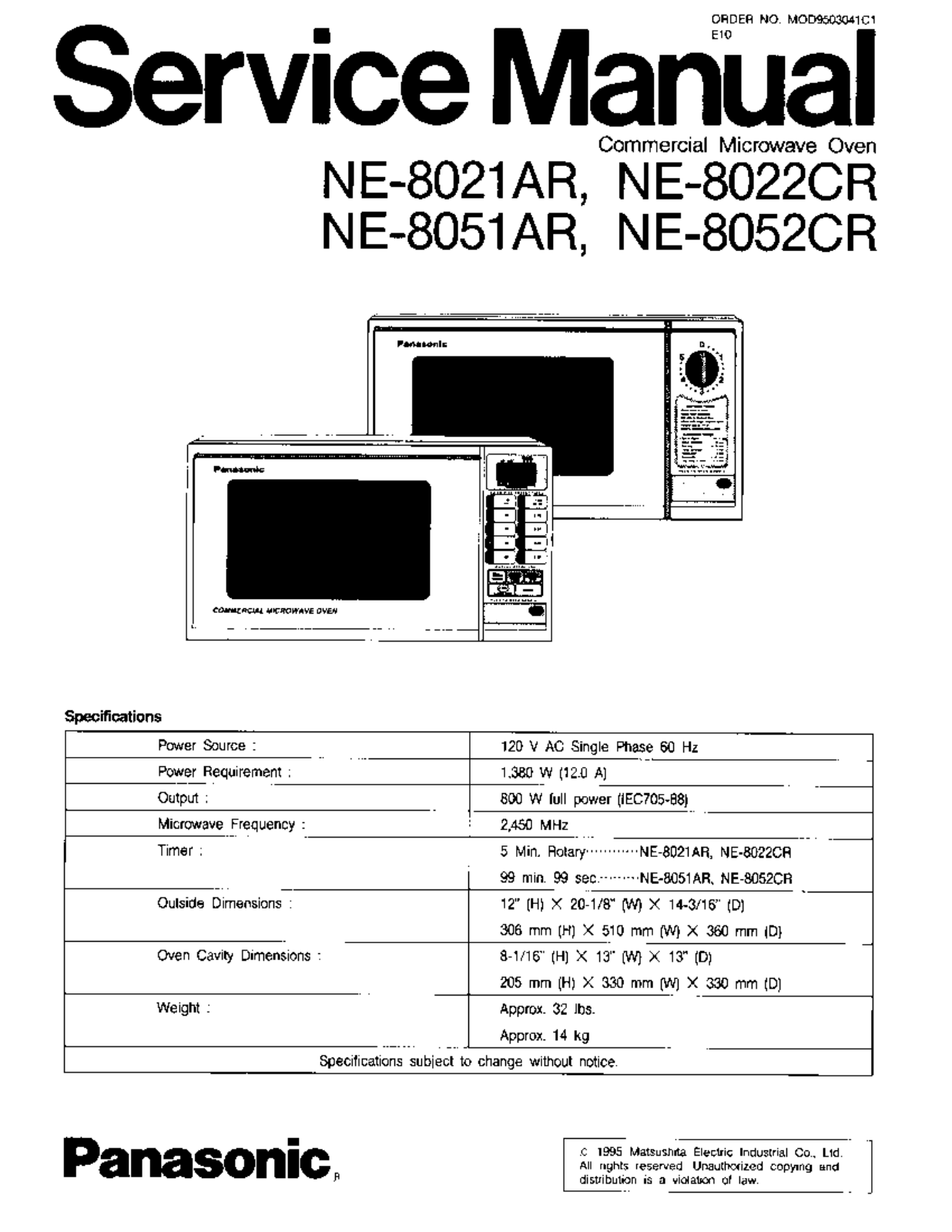 Panasonic ne8021ar, ne8051ar service manual