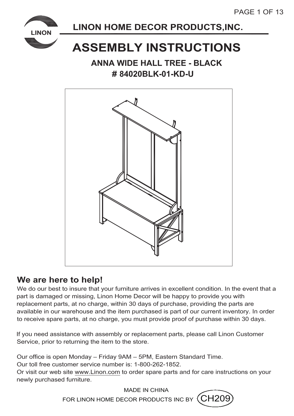 Linon 84020BLK01KDU Assembly Guide - ManualMachine.com