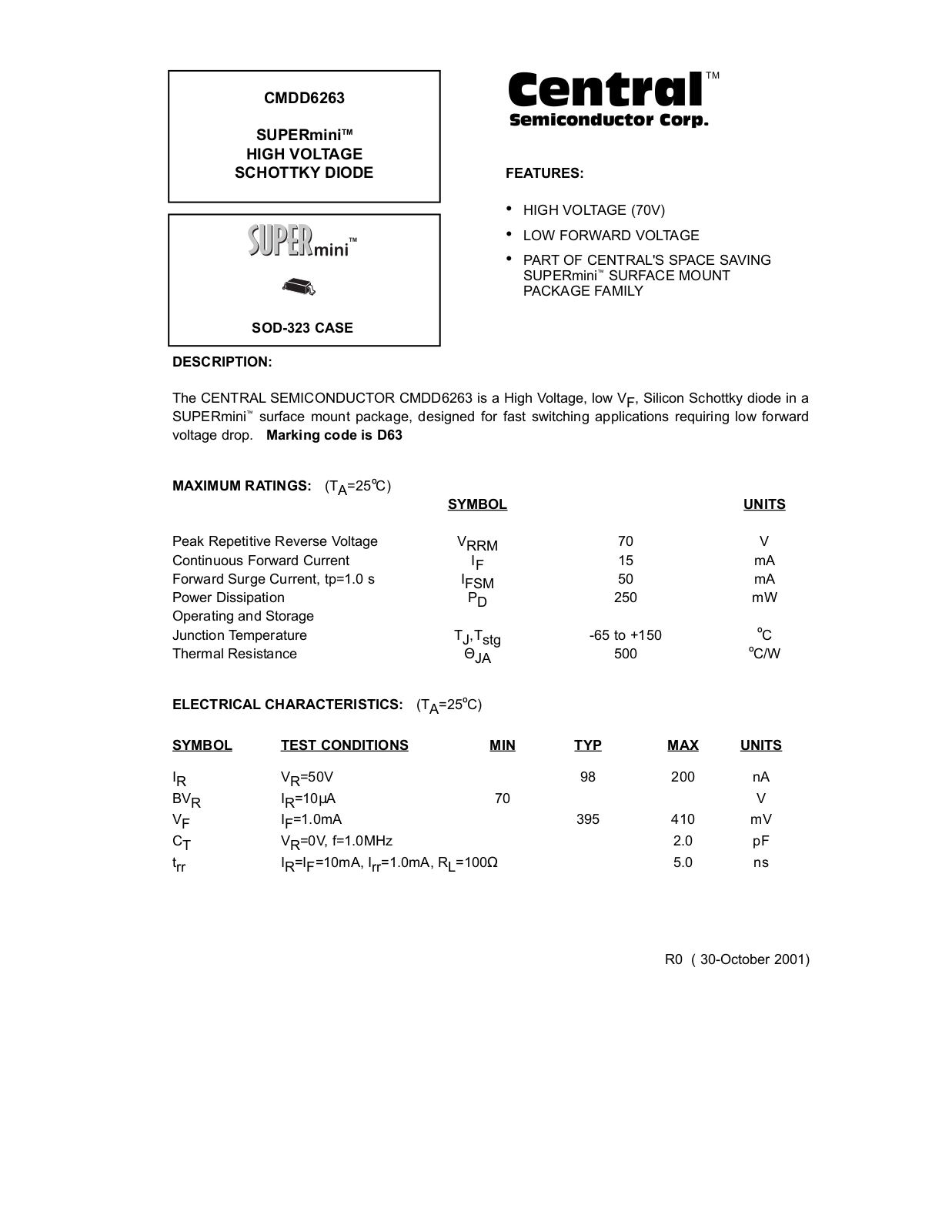 Datasheet CMDD6263 Datasheet (CENTR) - ManualMachine.com