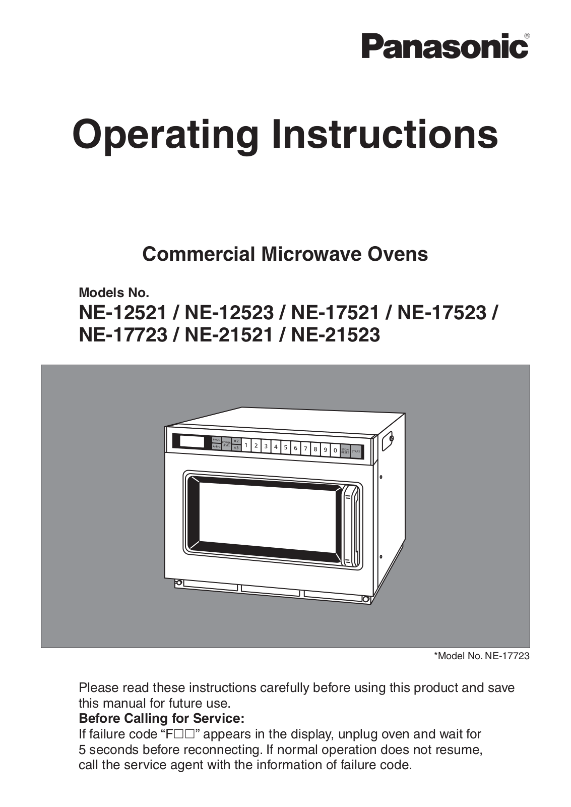 Panasonic NE-17523, NE-12523, NE-21521, NE-17521, NE-17723 User Manual