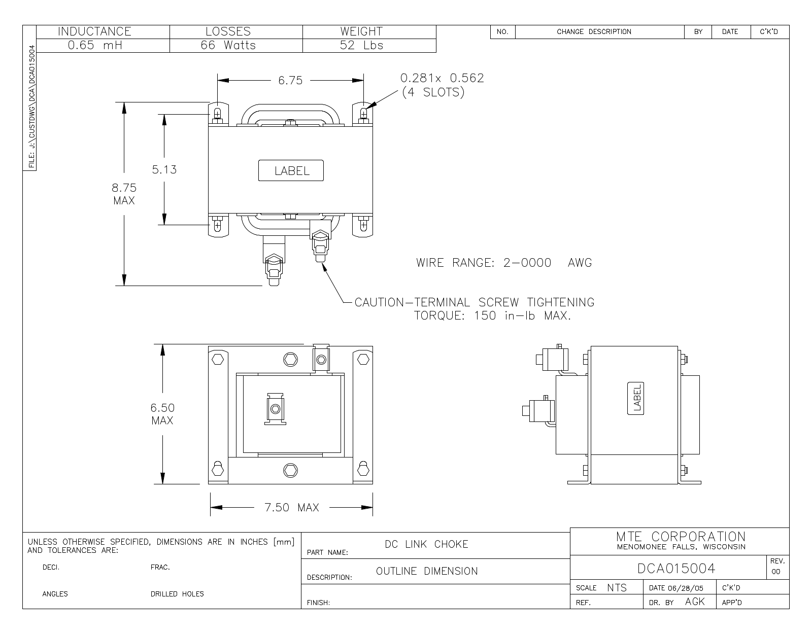 MTE DCA015004 CAD Drawings