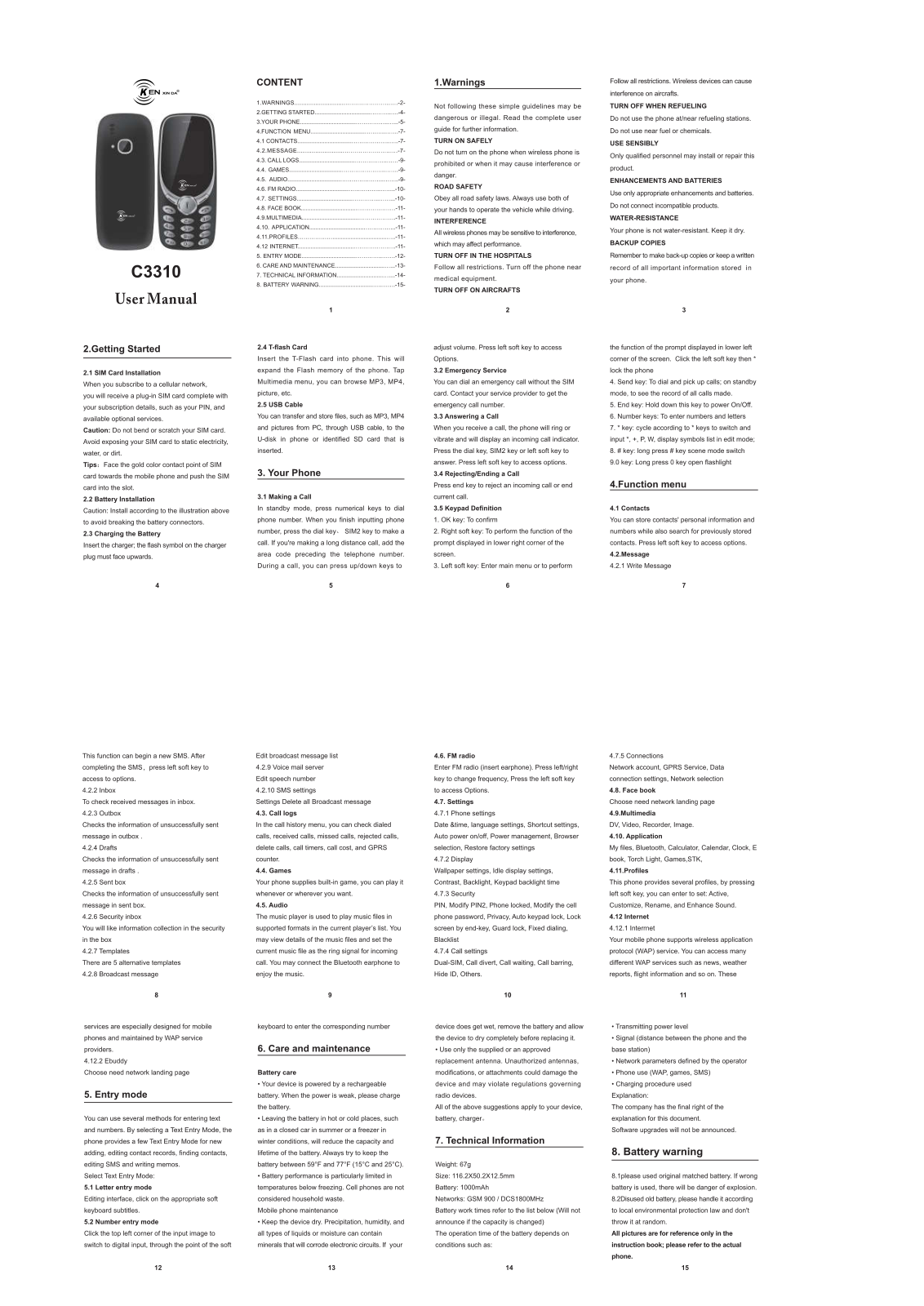 KENXINDA TECHNOLOGY C3310 User Manual