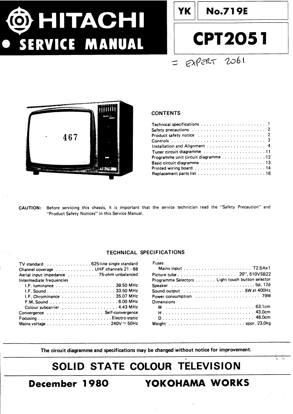 HITACHI cpt 2051 Diagram