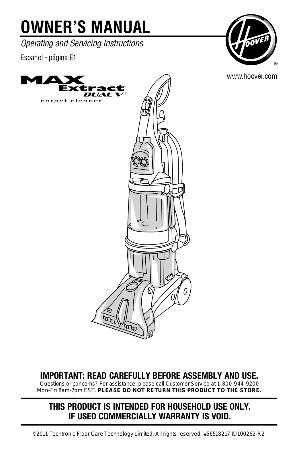 Hoover F7452900 Owners Manual