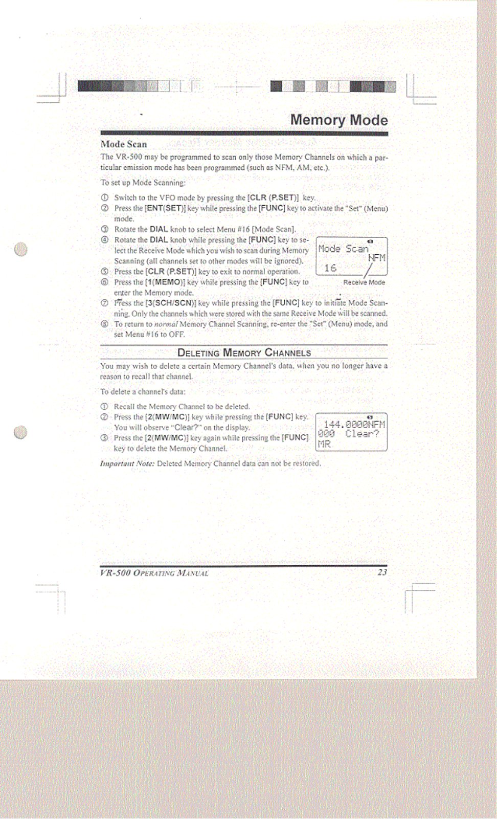 Yaesu Musen VR-500 Instruction Manual Part Two