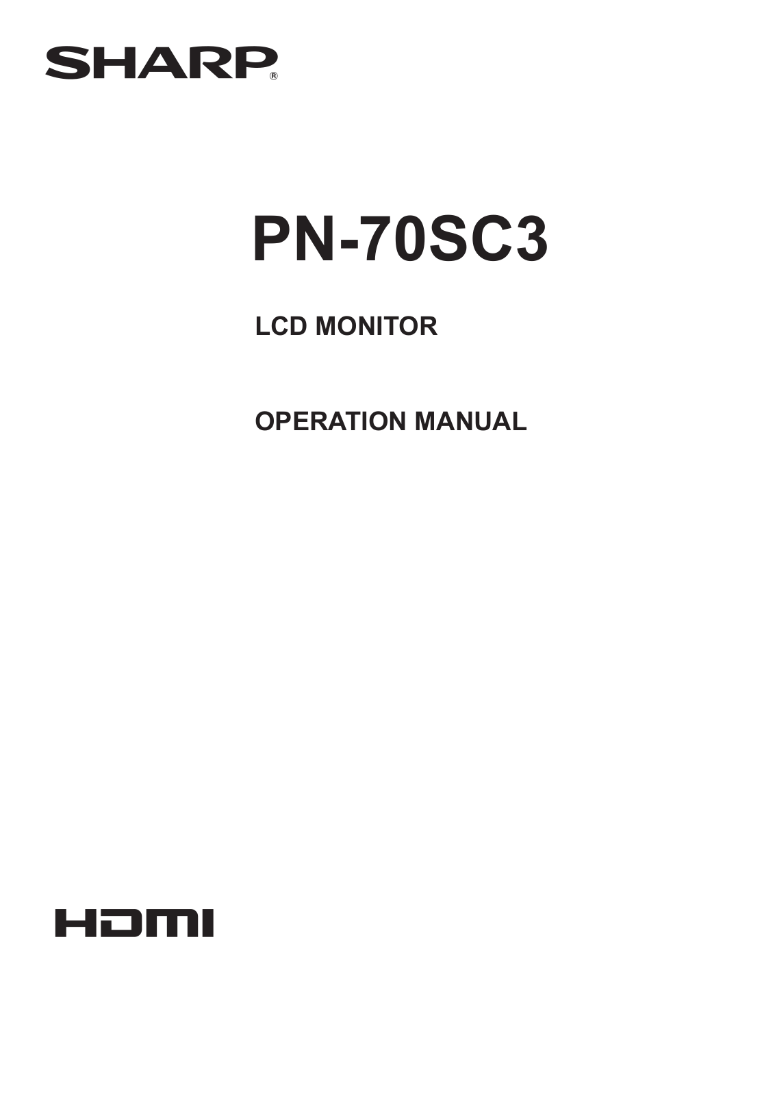 Sharp PN-70SC3 User Guide