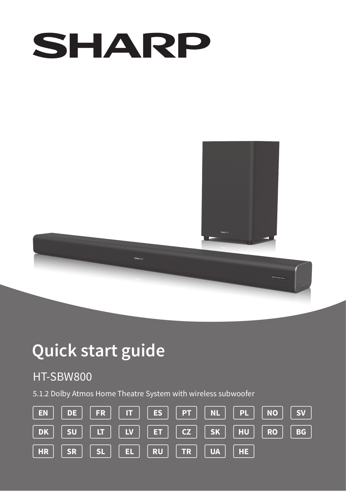 Sharp HT-SBW800 Quick start guide