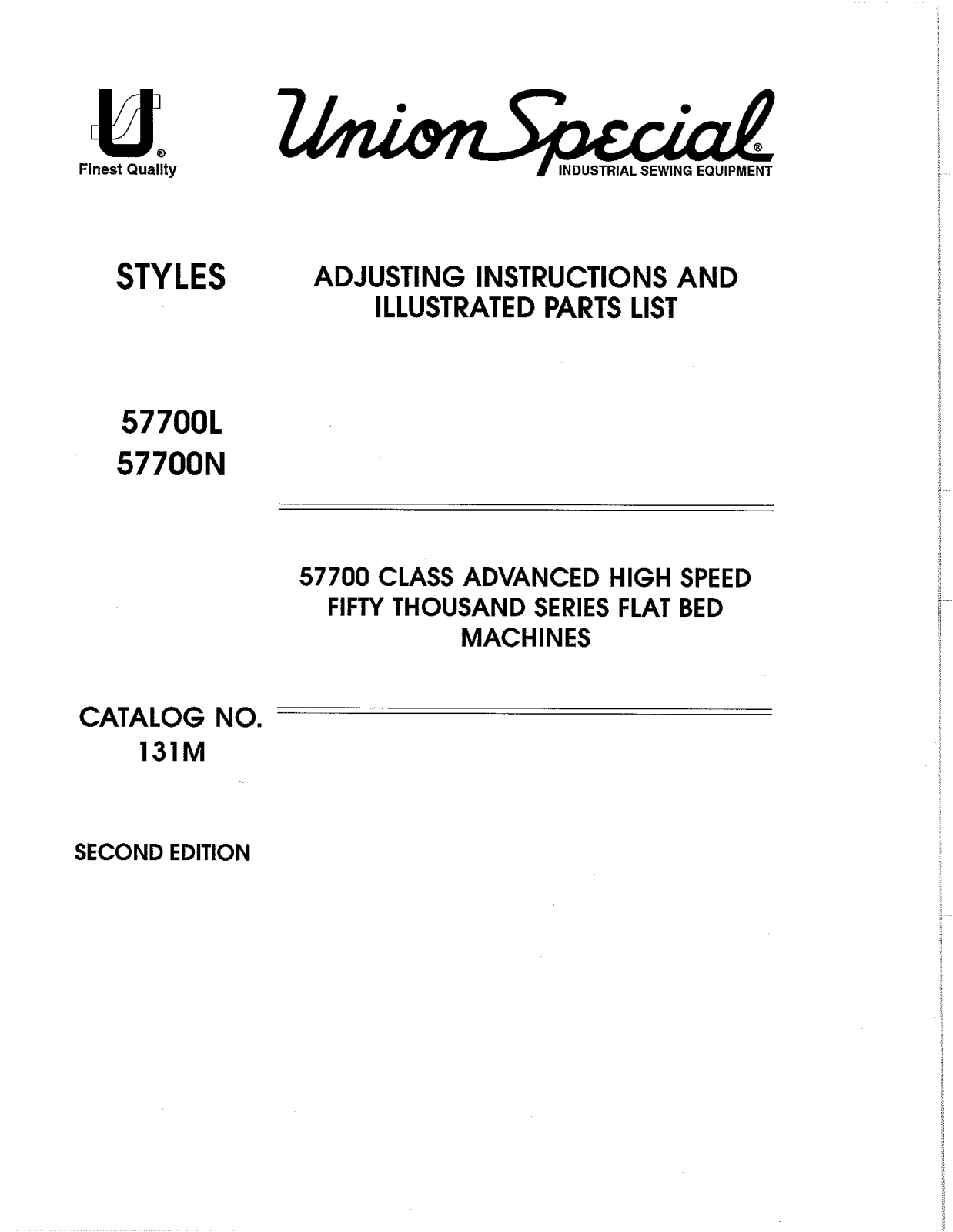 Union Special 57700L, 57700N Parts List