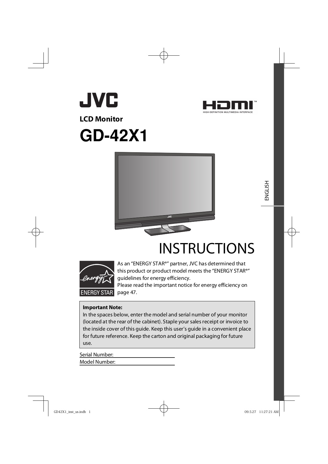 JVC GD-42X1, GD-42X1E User Manual