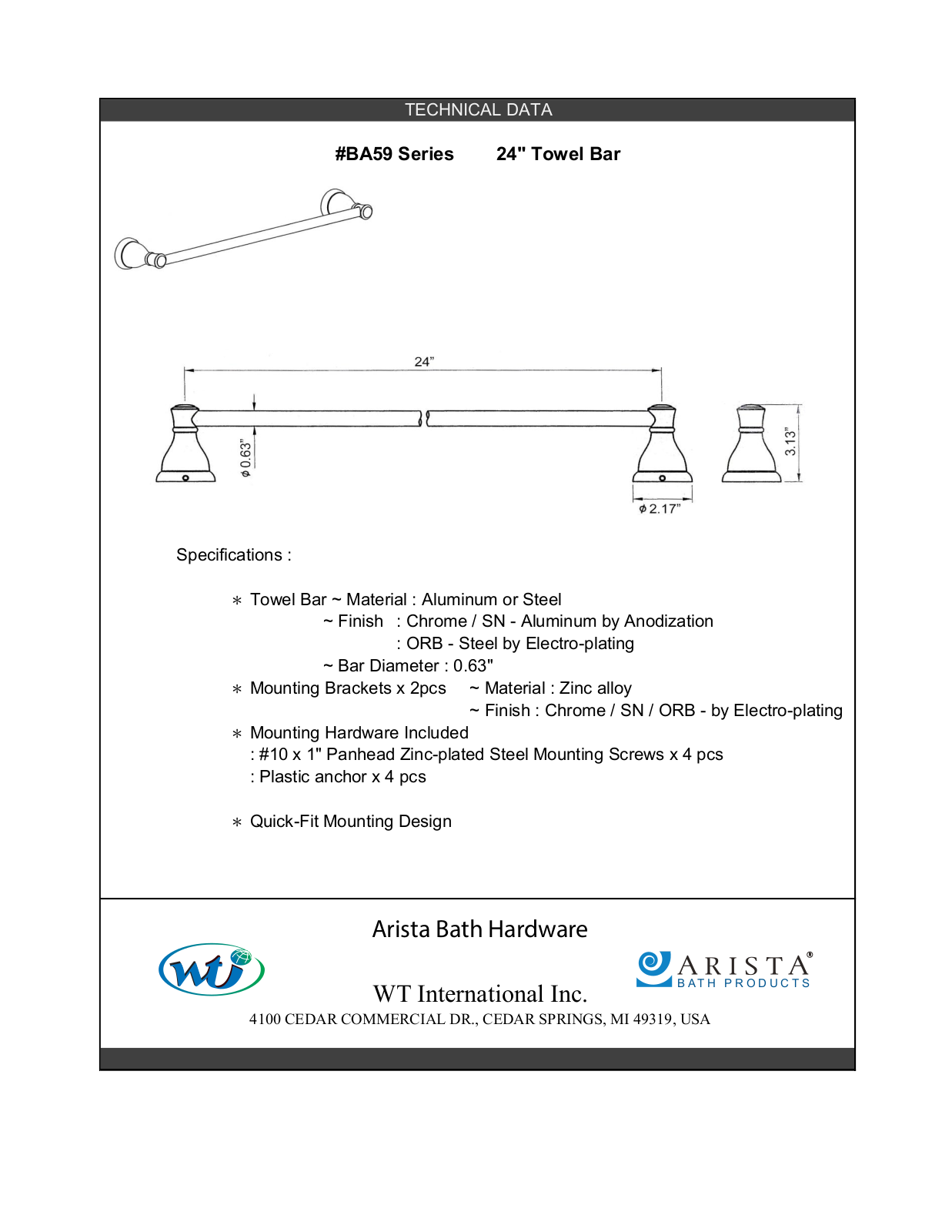 ARISTA WTIN1039 Specifications - ManualMachine.com