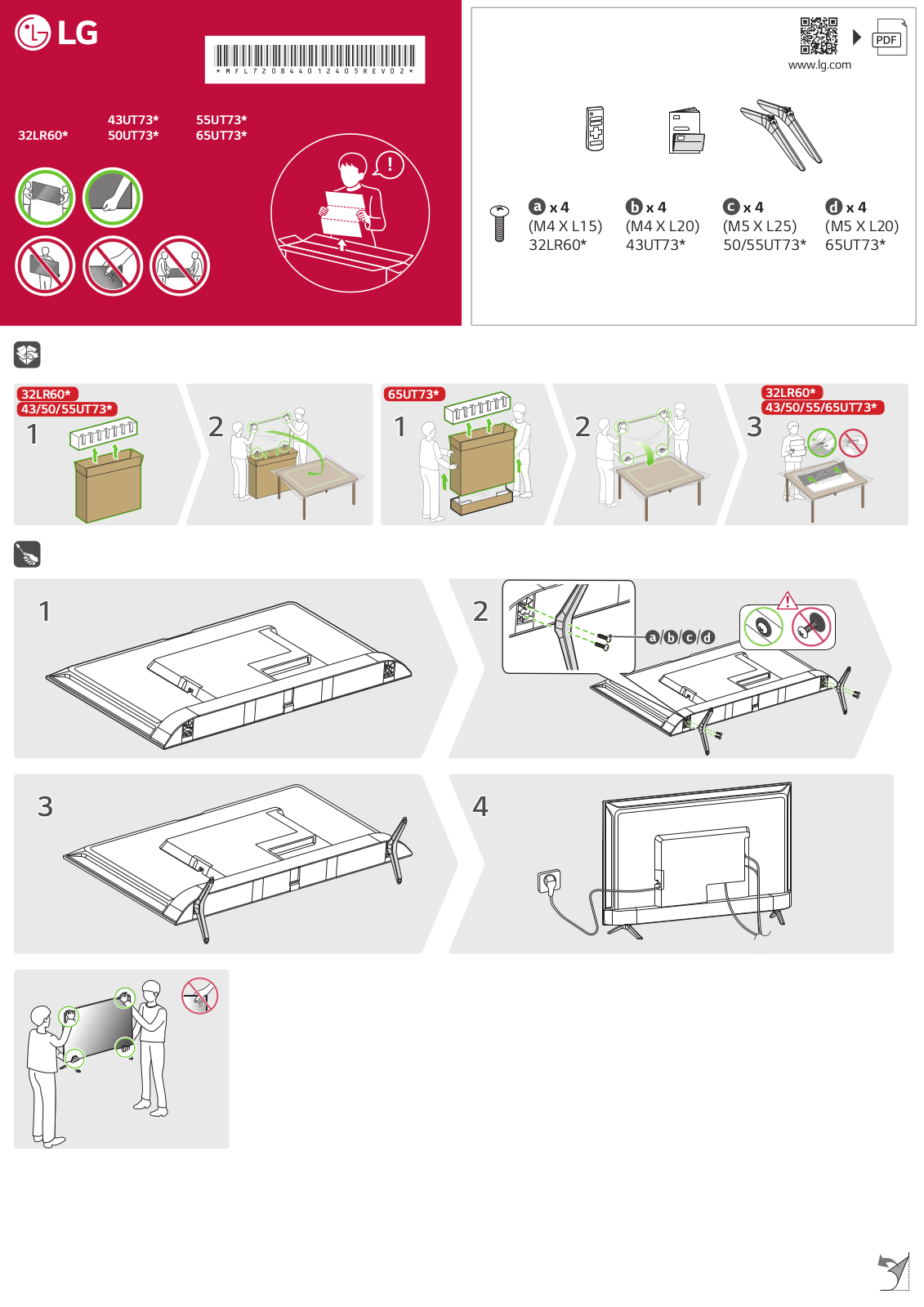LG 32LR60*, 43UT73*, 50UT73*, 55UT73*, 65UT73* Quick start guide - ManualMachine.com