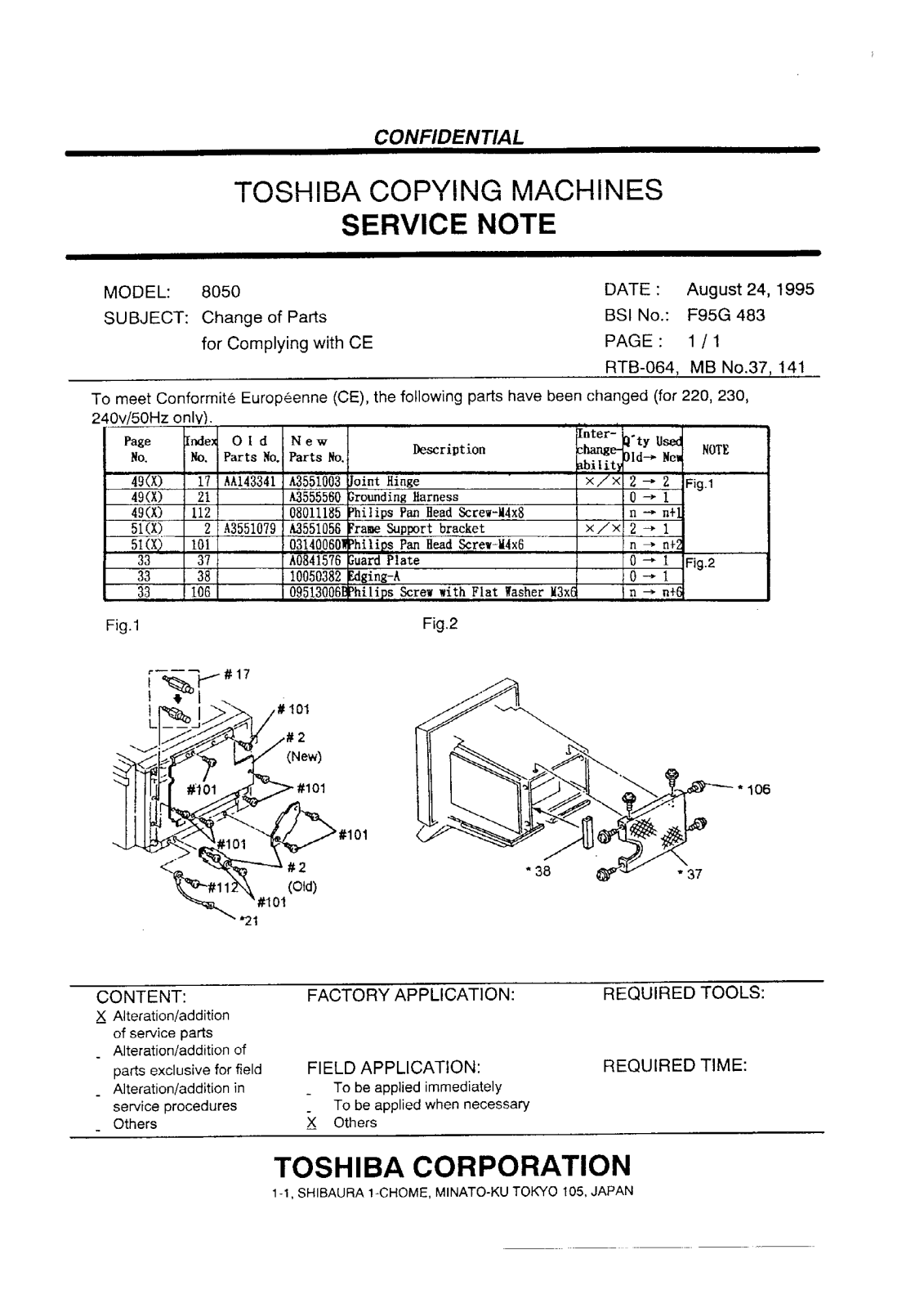 Toshiba f95g483 Service Note