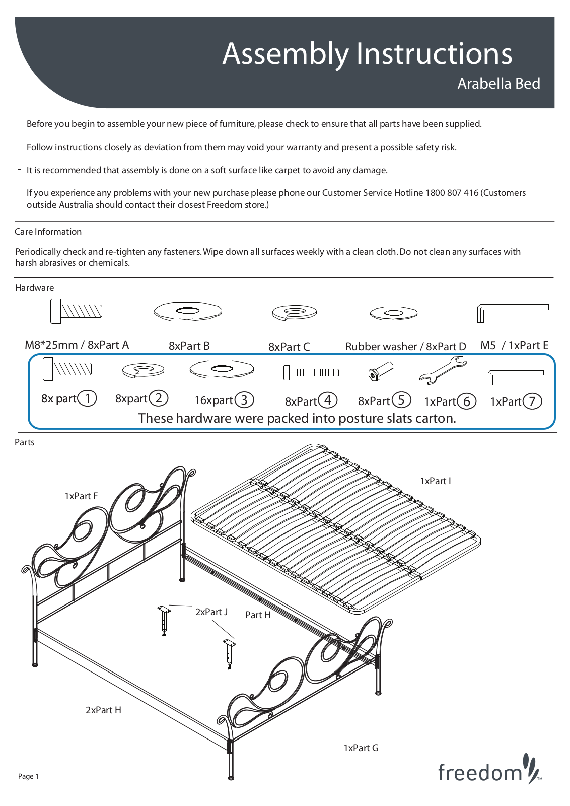 Freedom Arabella Bed Assembly Instruction - ManualMachine.com
